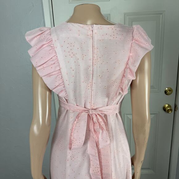 Vintage 70s Women's Dress Handmade Ruffle Prairie Maxi Floral Cotton Cottage S13 - Picture 5 of 6